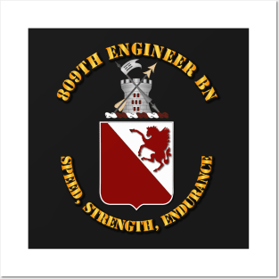 809th Engineer Bn - Coat of Arms w Motto Posters and Art